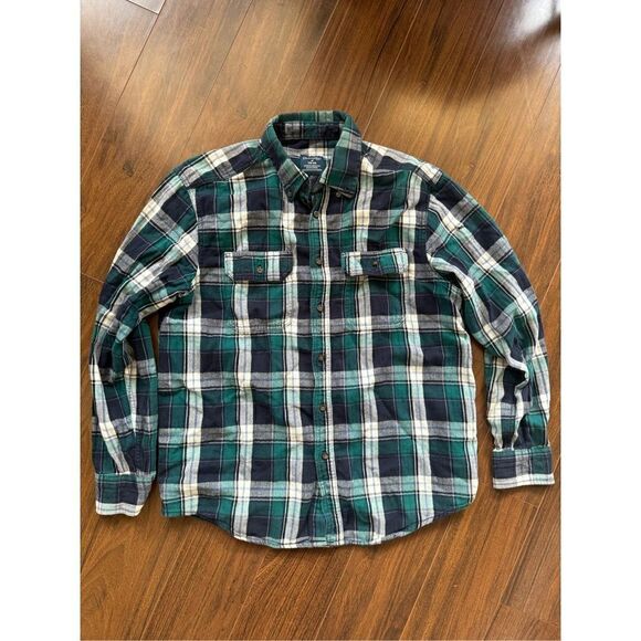 Faded Glory M Green blue flannel shirt - Picture 1 of 5